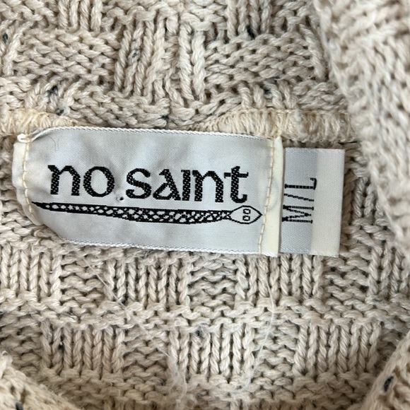 Vintage No Saints basket weave mock neck sweater size M/L - Picture 5 of 8